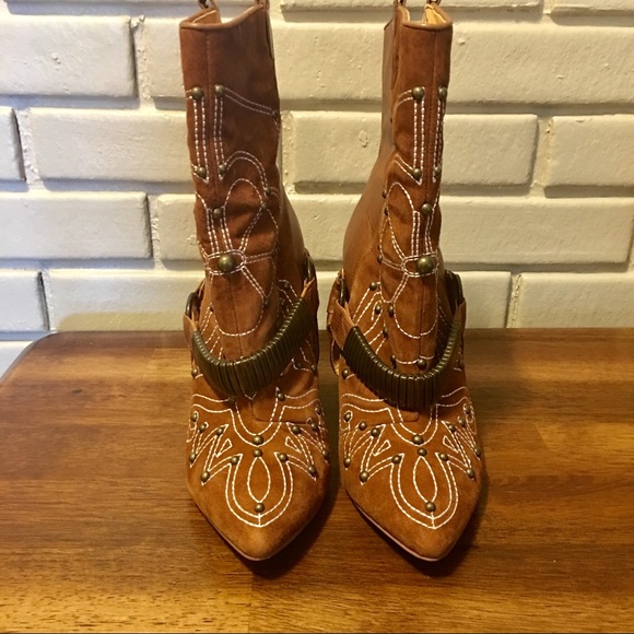 Buffalo London Brown Leather and Suede Boots Sz 7 - Picture 2 of 7